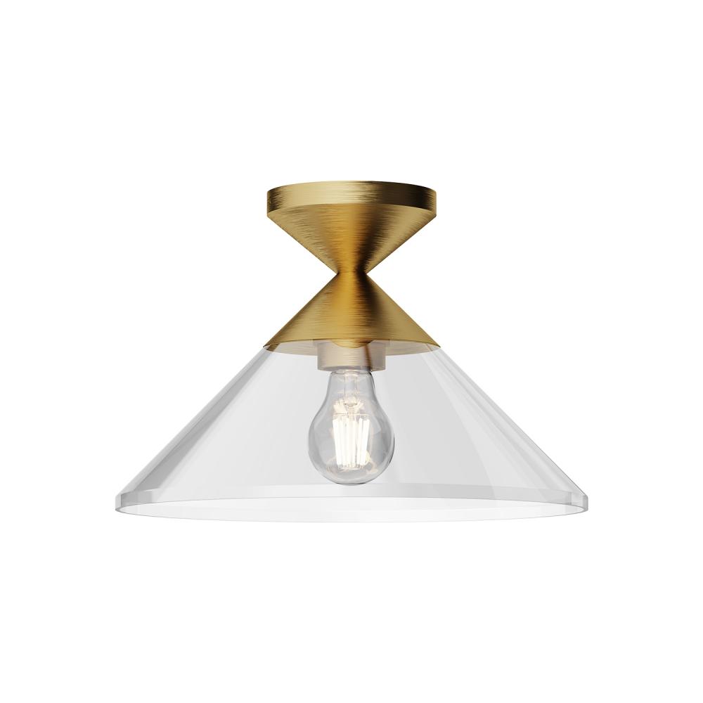 Mauer 12-in Brushed Gold/Clear Glass 1 Light Semi Flush Mount