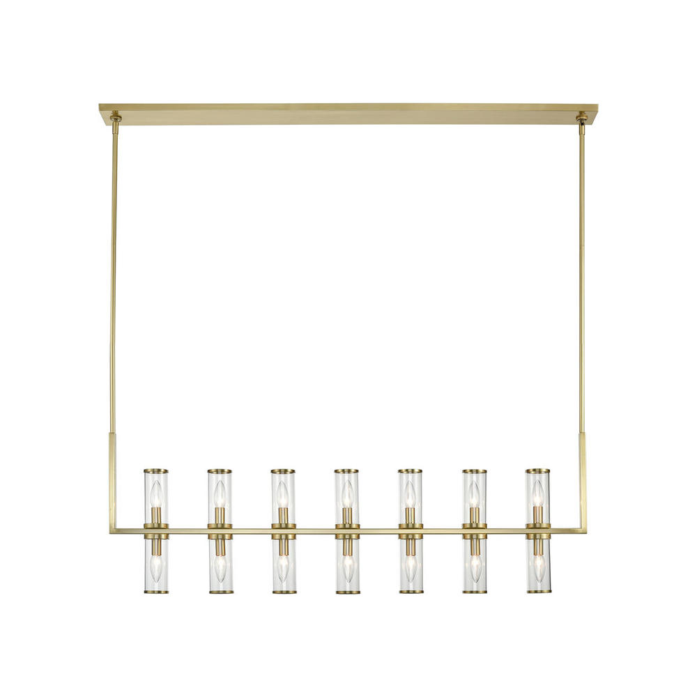 Revolve Clear Glass/Natural Brass 14 Lights Linear Pendant