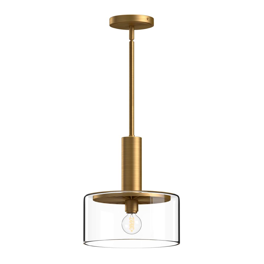 Royale 10-in Aged Gold/Clear Glass 1 Light Pendant