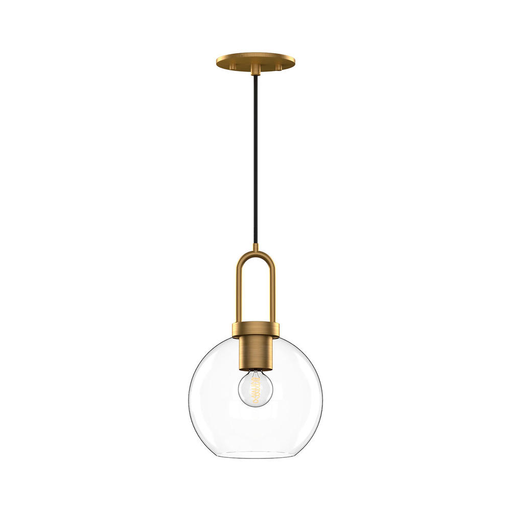 Soji 8-in Aged Gold/Clear Glass 1 Light Pendant