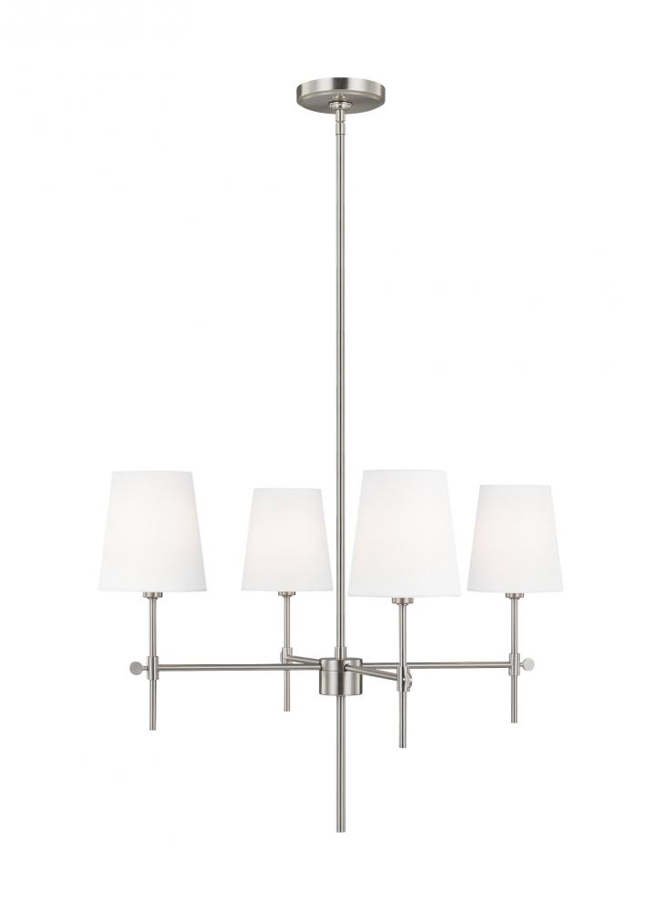 Baker modern 4-light LED indoor dimmable ceiling small chandelier pendant light in brushed nickel si