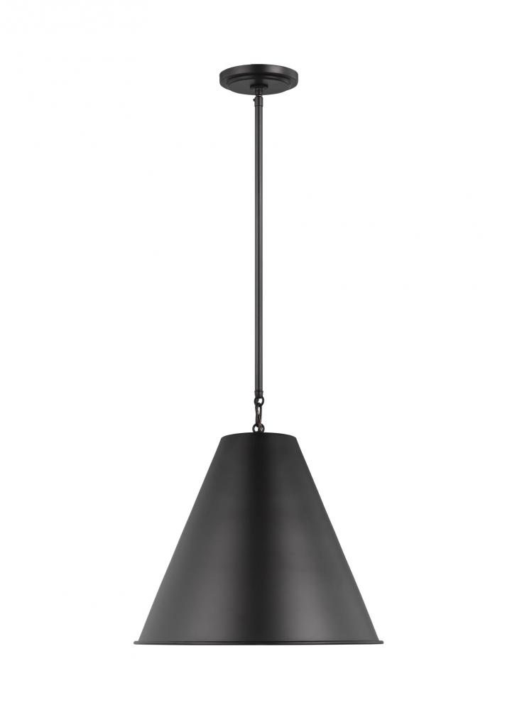 Gordon contemporary 1-light indoor dimmable ceiling hanging single pendant light in midnight black f