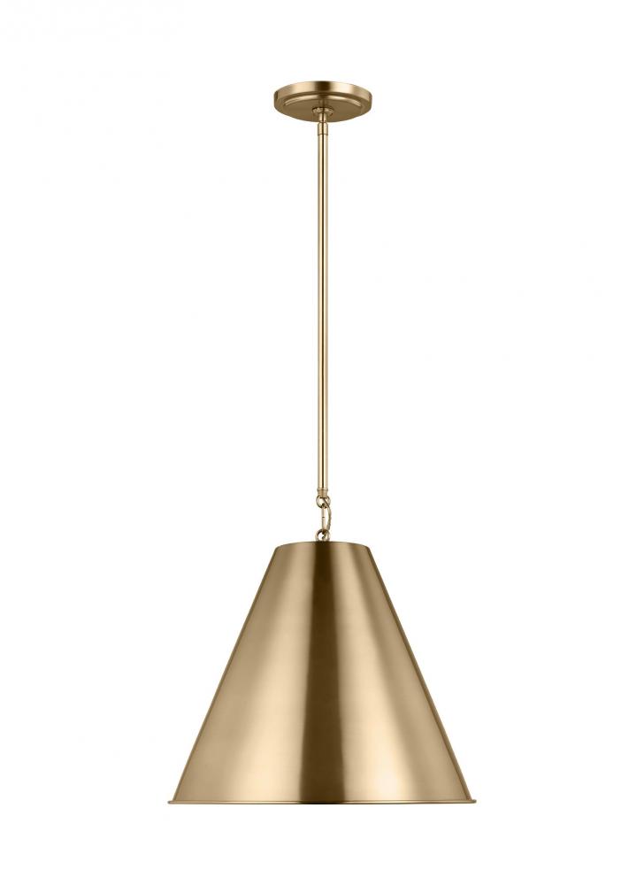 Gordon contemporary 1-light LED indoor dimmable ceiling hanging single pendant light in satin brass