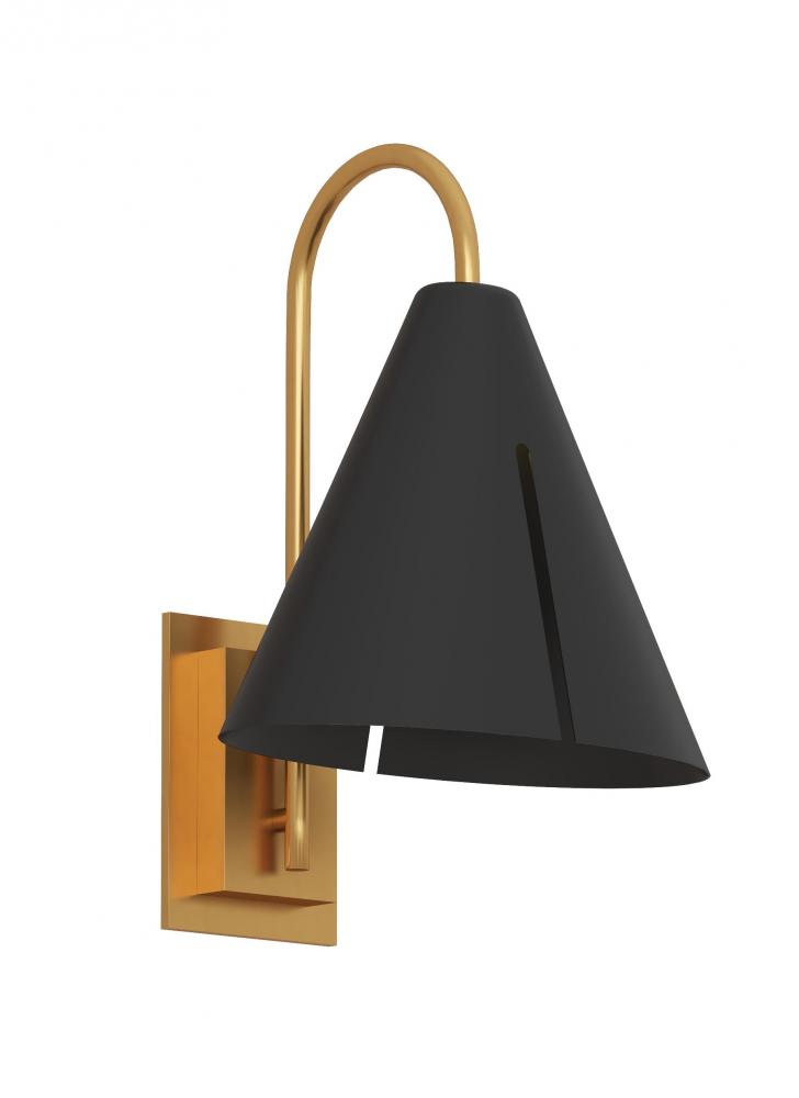 Cambre modern 1-light integrated LED indoor dimmable small task wall sconce in burnished brass gold