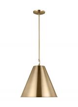 Visual Comfort & Co. Studio Collection 6585101EN3-848 - Gordon contemporary 1-light LED indoor dimmable ceiling hanging single pendant light in satin brass