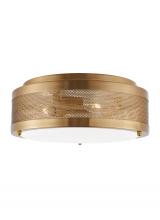 Visual Comfort & Co. Studio Collection 7532003-848 - Vander transitional 3-light indoor/outdoor dimmable medium ceiling flush mount in satin brass gold f