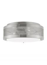 Visual Comfort & Co. Studio Collection 7532003-962 - Vander transitional 3-light indoor/outdoor dimmable medium ceiling flush mount in brushed nickel sil