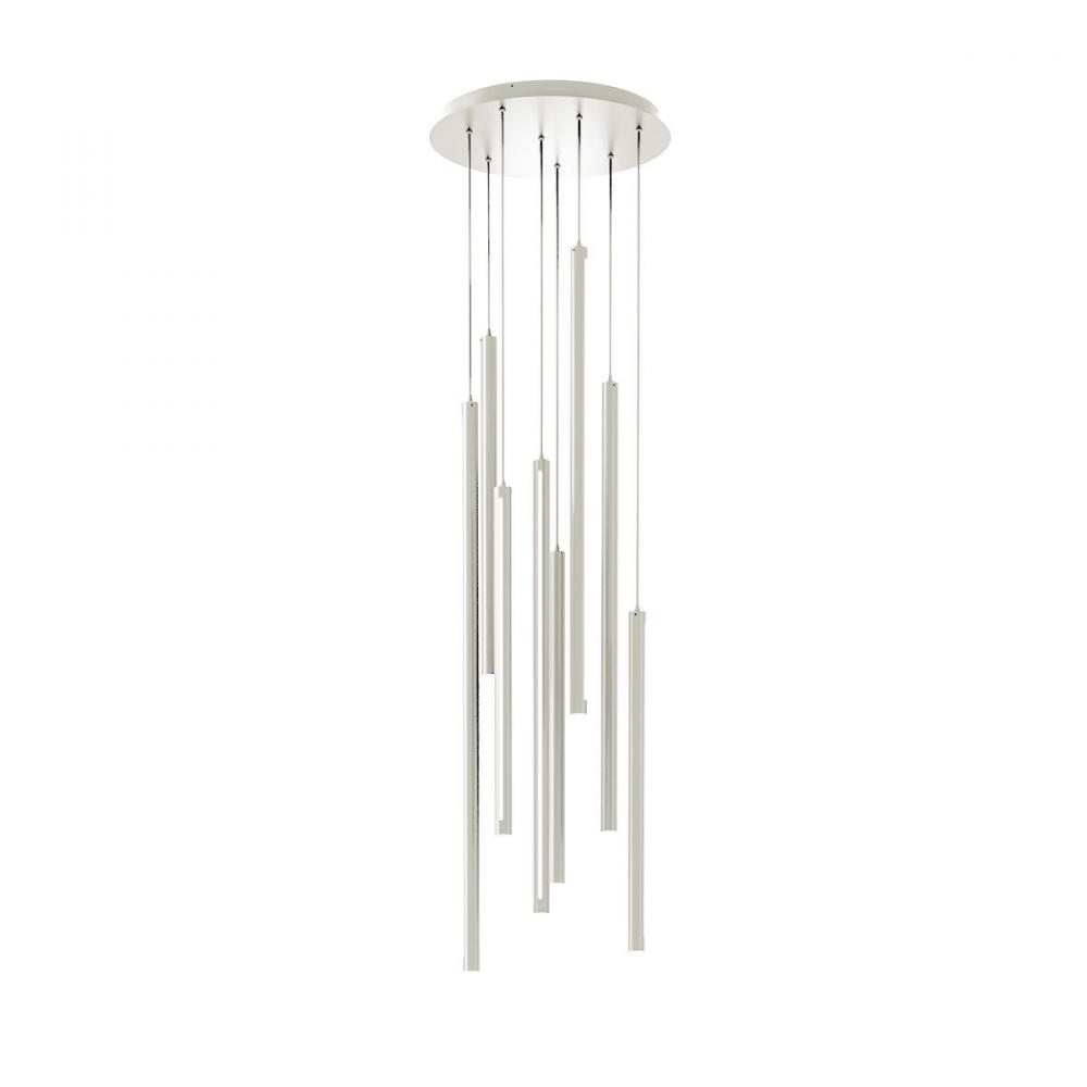 8 Light Round CCT LED Duo-Light Cylinder Pendant Cluster