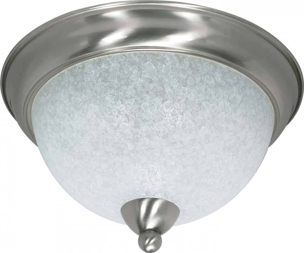 3-Light 15" Flush Ceiling Light Fixture in Brushed Nickel Finish with Water Spot Glass