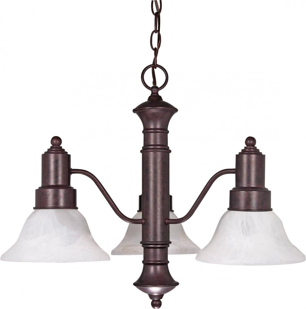 Gotham - 3 Light Chandelier with Alabaster Glass - Old Bronze Finish