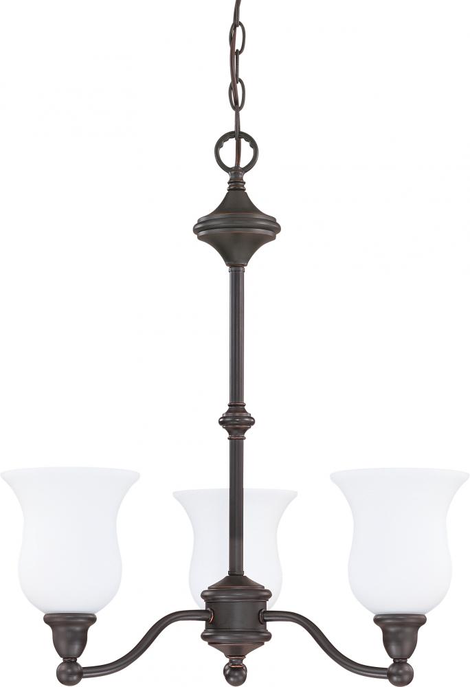 Glenwood ES; 3 Light; Chandelier with Satin White Glass; Lamp Included