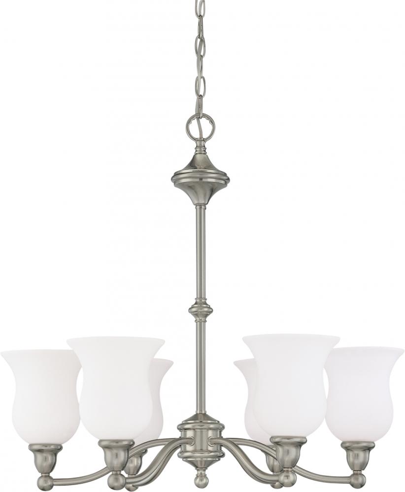 Glenwood ES; 6 Light; Chandelier with Satin White Glass; Lamps Included