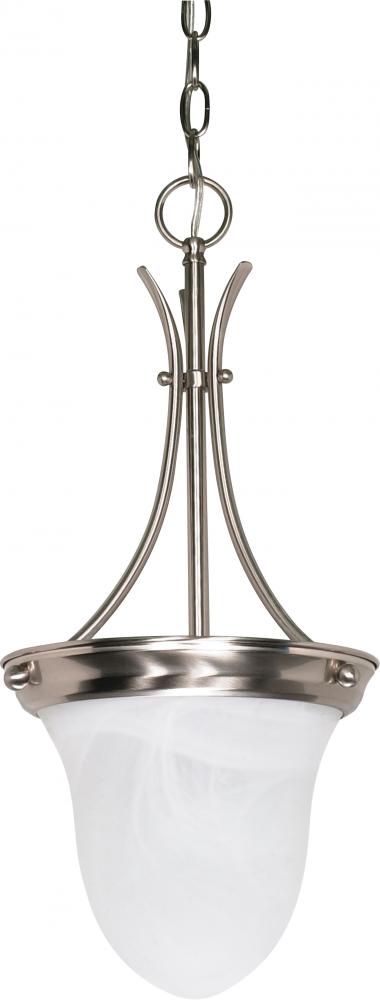 1 Light - 10" Pendant with Alabaster Glass - Brushed Nickel Finish