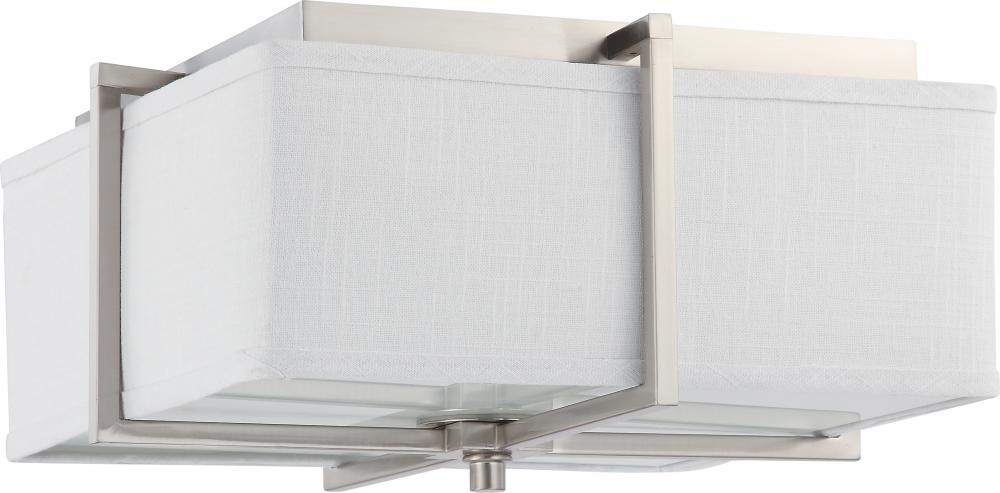 Logan - 2 Light Square Flush w/ Slate Gray Fabric Shade - (2) 13w GU24 Lamps Incl.