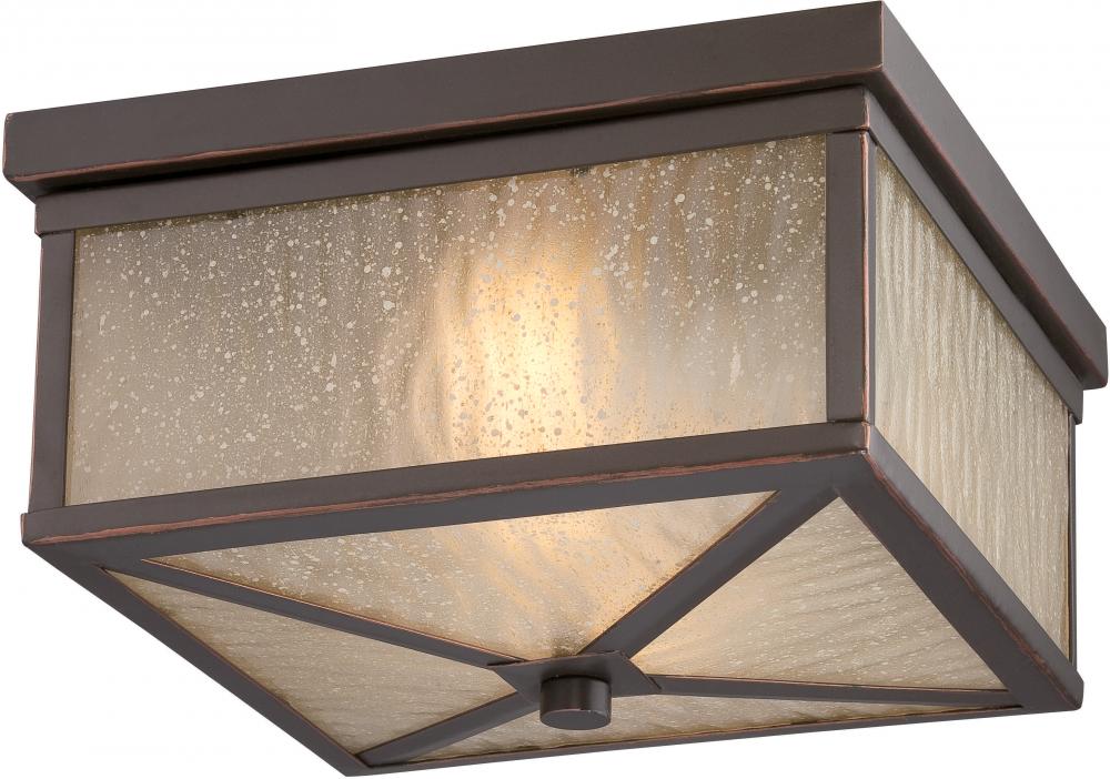 Haven - LED Outdoor Flush Fixture with Sanded Tea Stain Glass