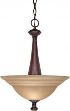 Nuvo 60/104 - 2-Light 16" Hanging Pendant Light Fixture in Old Bronze Finish with Amber Water Glass