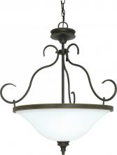 Nuvo 60/1105 - 3-Light Hanging Pendant Light Fixture in Rustic Bronze with White Satin Glass