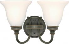 Nuvo 60/1107 - 2-Light Wall Mounted Vanity Light Fixture in Rustic Bronze with White Satin Glass