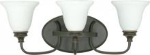 Nuvo 60/1108 - 3-Light Wall Mounted Vanity Light Fixture in Rustic Bronze with White Satin Glass