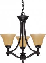 Nuvo 60/1721 - 3-Light Small Chandelier in Mountain Lodge Finish with Toasted Honey Glass
