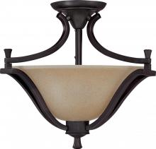 Nuvo 60/1729 - 2-Light Semi Flush Ceiling Light Fixture in Mountain Lodge Finish with Toasted Honey Glass