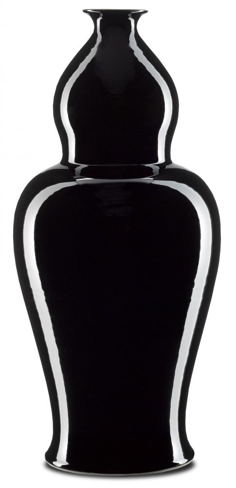Imperial Black Large Elongated Double Gourd Vase