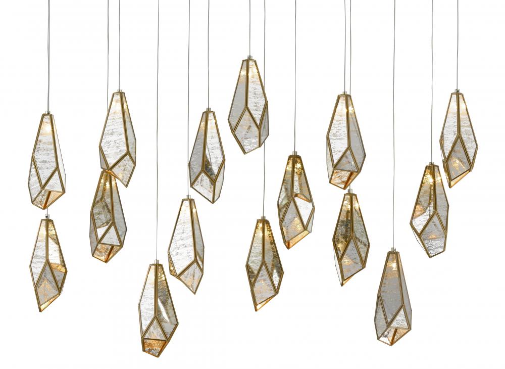 Glace Mirror 15-Light Linear Multi-Drop Pendant