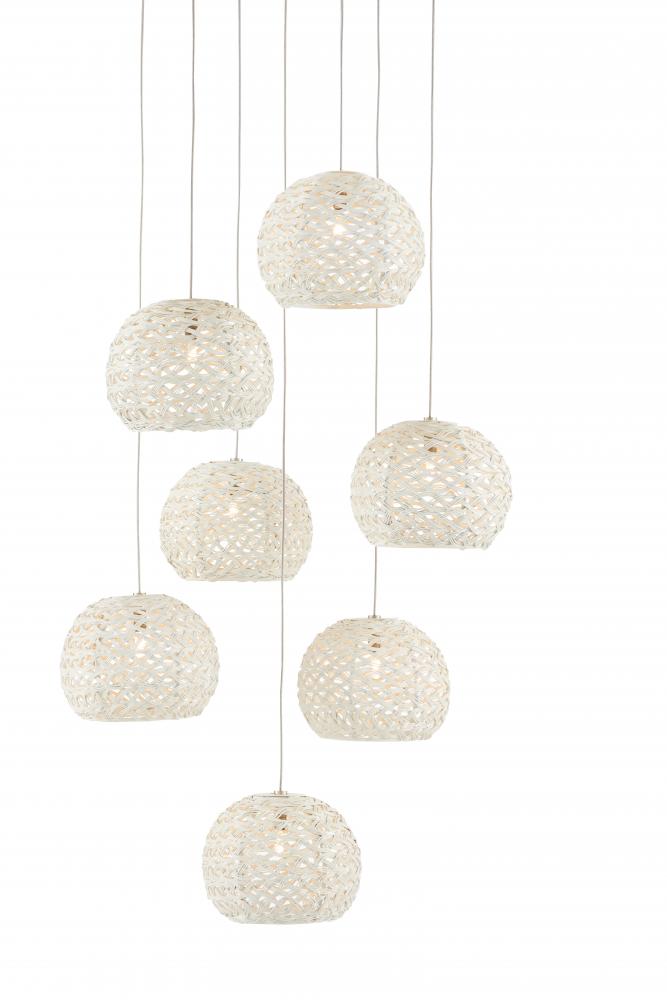 Piero White 7-Light Round Multi-Drop Pendant