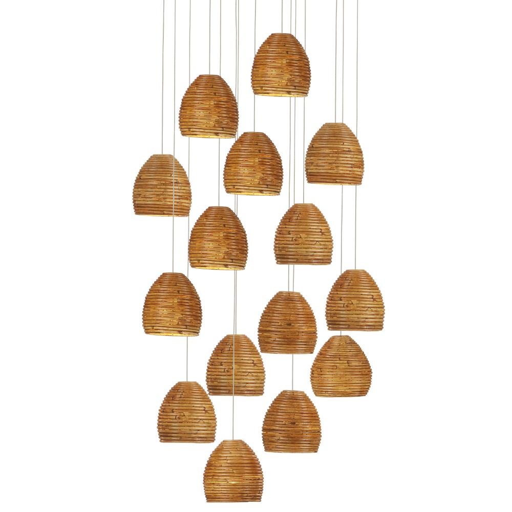 Beehive 15-Light Round Multi-Drop Pendant