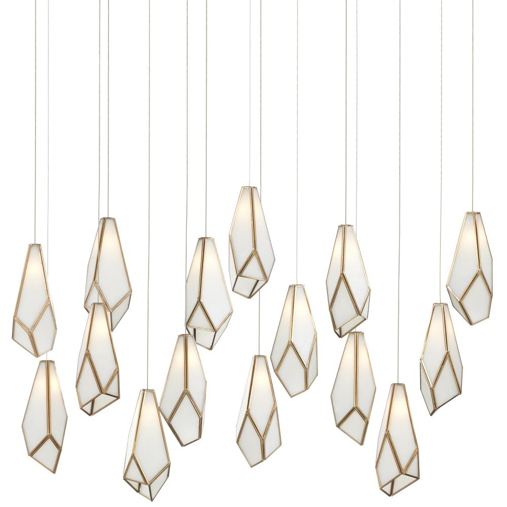 Glace White 15-Light Linear Multi-Drop Pendant