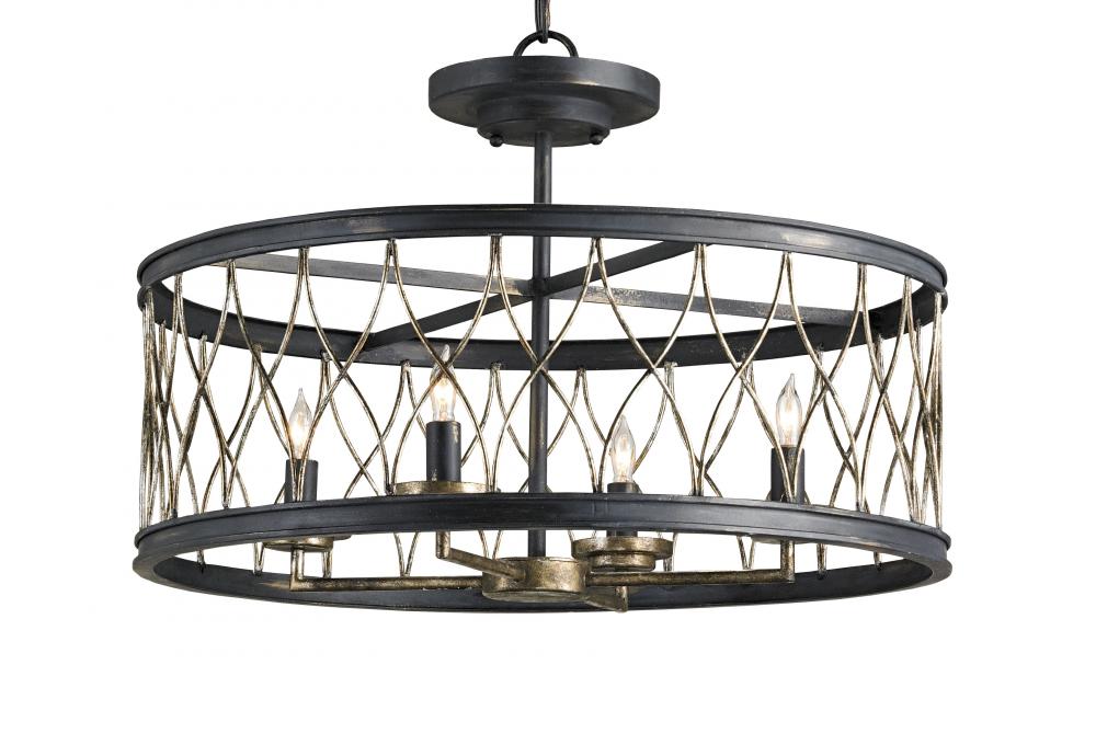 Crisscross Black Semi-Flush Mount