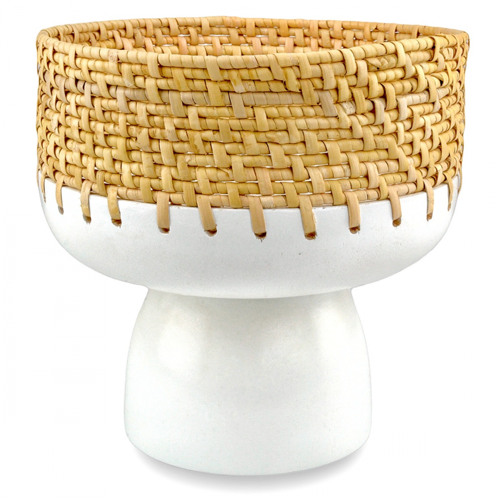 Kyoto Rattan & White Footed Bowl