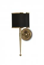 Currey 5021 - Primo Brass Wall Sconce, Black Shade