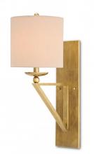Currey 5181 - Anthology Brass Wall Sconce, White Shade