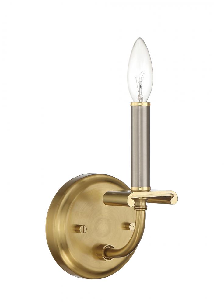 Stanza 1 Light Wall Sconce in Brushed Polished Nickel/Satin Brass