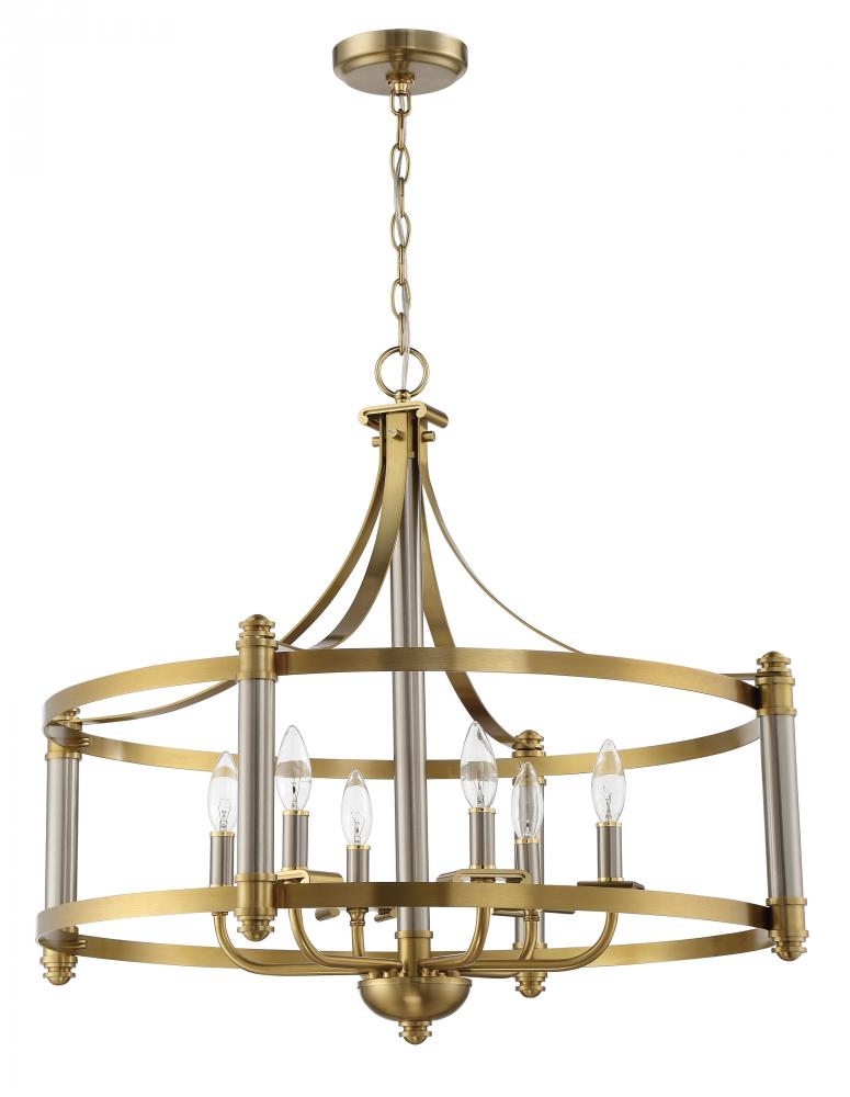 Stanza 6 Light Pendant in Brushed Polished Nickel/Satin Brass