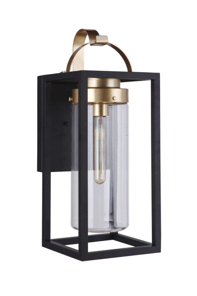 Neo 1 Light Medium Outdoor Wall Lantern in Midnight/Satin Brass