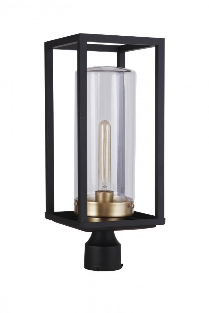 Neo 1 Light Outdoor Post Lantern in Midnight/Satin Brass