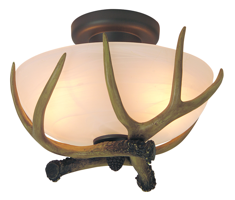 Antler 2 Light Semi Flush in European Bronze