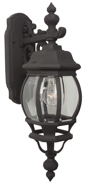 French Style 1 Light Small Outdoor Wall Lantern in Textured Black