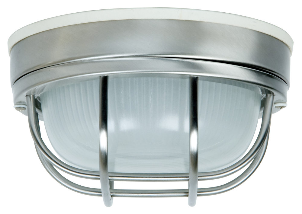 Round Bulkhead 1 Light Small Flush/Wall Mount in Stainless Steel