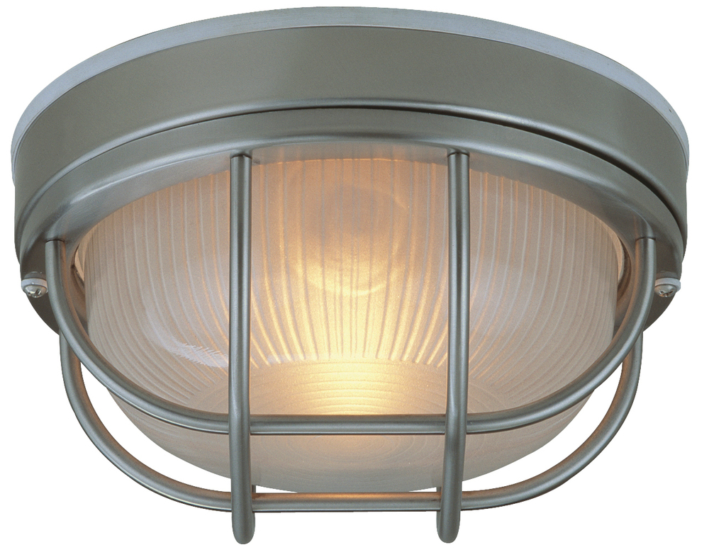 Round Bulkhead 1 Light Large Flush/Wall Mount in Stainless Steel