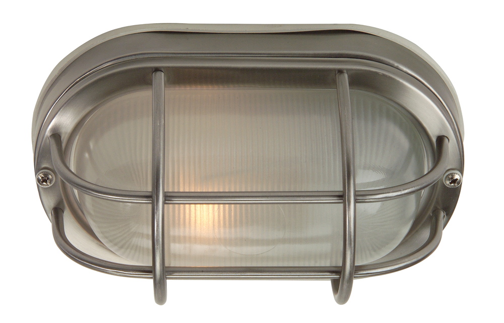 Oval Bulkhead 1 Light Small Flush/Wall Mount in Stainless Steel