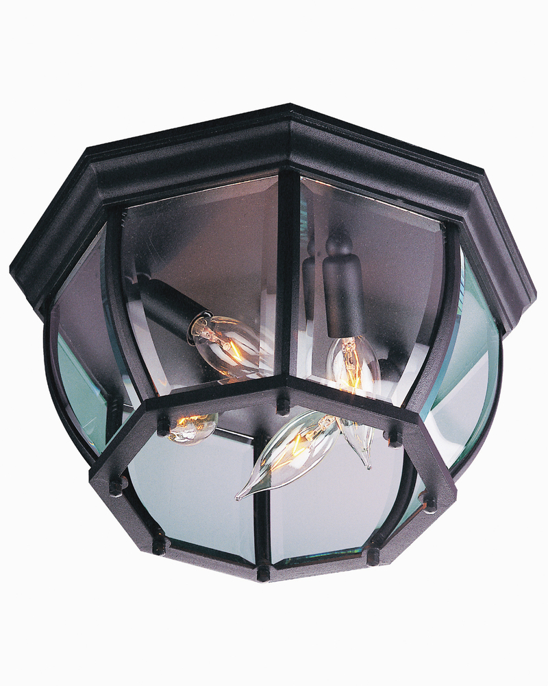 Bent Glass 4 Light Outdoor Flushmount in Textured Black