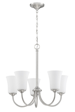  50425-BNK-WG - Gwyneth 5 Light Chandelier in Brushed Polished Nickel (White Glass)