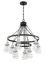  50629-FBBNK - Thatcher 9 Light Chandelier in Flat Black/Brushed Polished Nickel