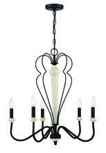  52525-CWESP - Anna 5 Light Chandelier in Cottage White/Espresso