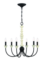  52626-CWESP - Meadow Place 6 Light Chandelier in Cottage White/Espresso