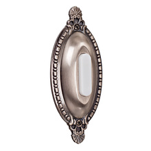  BSOO-AP - Surface Mount Oval Ornate LED Lighted Push Button in Antique Pewter