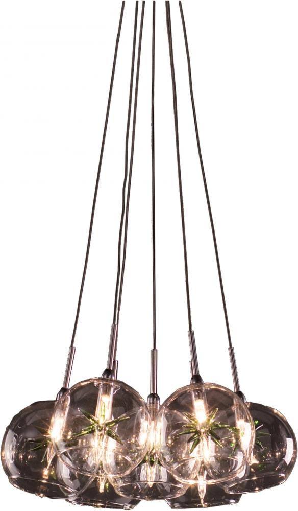 Seven Light Nickel Multi Light Pendant